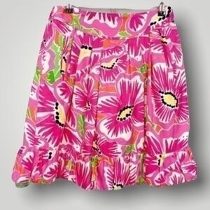 Lilly Pulitzer floral print pleated flounce skirt in pinks